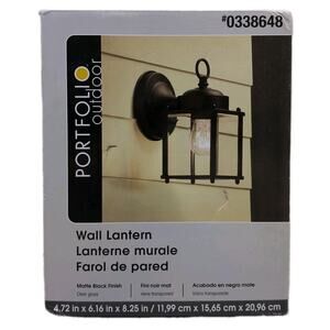 Portfolio Outdoor Wall Lantern Matte Black Finish and Clear Glass (D7)